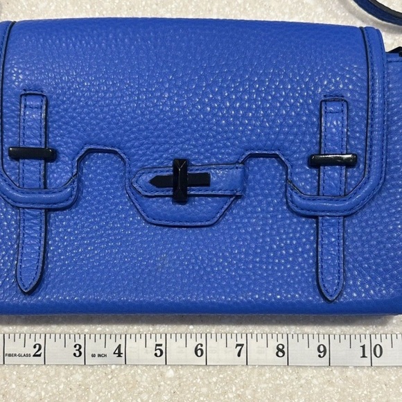 Rebecca Minkoff Womens Leather Blue Crossbody Clutch With  Detach Strap FIRM - Picture 4 of 9